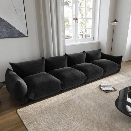 Miniatura 14 de JACH Otomana Cómoda de Estilo Moderno de Mediados de Siglo, Reposapiés de Sofá de Chenilla con Cojín Grueso, Muebles Taburete de 26" para Espacios
