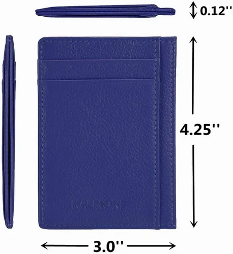 Miniatura 4 de Tarjetero para tarjetas de crédito, de cuero, delgada, minimalista, con bloqueo de RFID, talla única , Azul