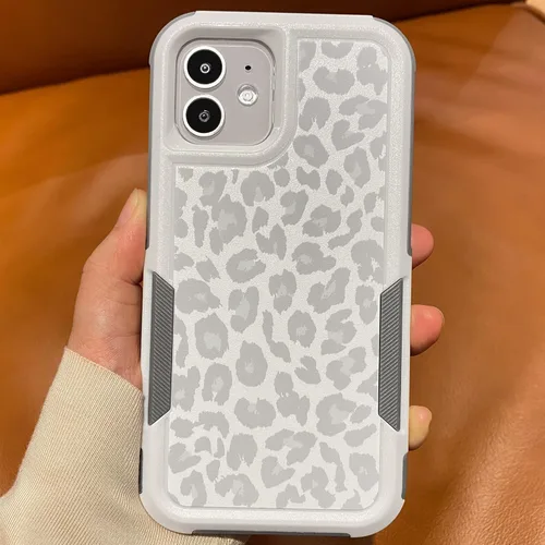 Miniatura 12 de Funda magnética para iPhone 17 Pro, compatible con Magsafe, lindo estampado de leopardo blanco guepardo, resistente, resistente, protección