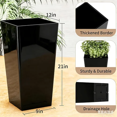 Miniatura 2 de QCQHDU Macetas grandes y altas de 21 pulgadas para plantas de interior y exterior, 2 paquetes de macetas duraderas para maceteros de flores