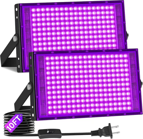 Miniatura 9 de Luz LED negra de 50 W IP66 impermeable, luz de inundación de luz negra para exteriores con interruptor+cable de 6 pies, foco de luz negra para neón
