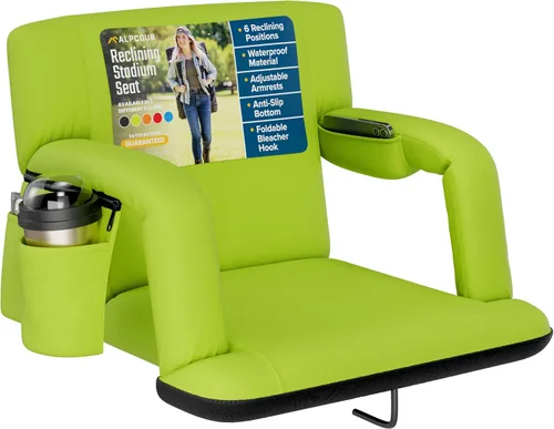 Miniatura 26 de Alpcour Asiento plegable para estadio – Silla de apoyo para adultos amplios reclinables de lujo para adultos para blanqueadores – Mejor extra grueso
