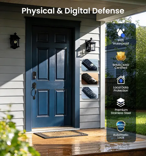 Miniatura 11 de Veise VE027 - Cerradura inteligente Wi-Fi integrada, cerradura de puerta delantera sin llave de huellas dactilares, control remoto y control de voz