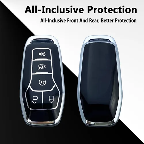 Miniatura 4 de Funda para Llavero Compatible con Ford F150 F250 F350 Fusion Edge Explorer Mustang Lincoln MKZ MKC Accesorios, Material TPU Suave Protección Negro