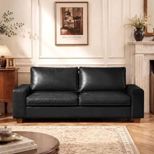 COUCHOICE Sofá moderno de piel sintética, sofá grande con cojines de resorte y marco de madera maciza, funda extraíble fácil de limpiar, muebles