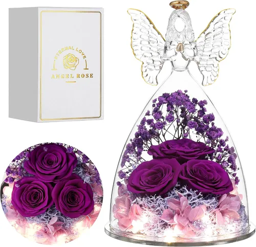 Miniatura 18 de Ocosy Regalos de rosas para el Día de la Madre para ella, regalos de rosas grandes para mujeres, rosas reales para siempre en figuras de ángel