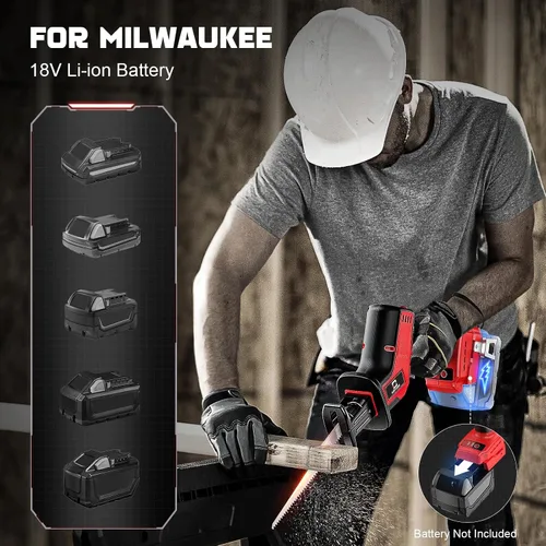 Miniatura 4 de Cerycose Sierra recíproca inalámbrica sin escobillas, compatible con baterías Milwaukee de 18 V, cambio de hoja sin herramientas, incluye 4 hojas