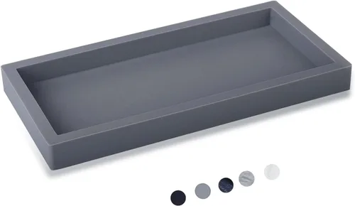 Miniatura 8 de Bandeja de baño, pequeña bandeja de tocador de silicona, jabonera, soporte para esponja, organizador de fregadero de cocina, accesorios de baño