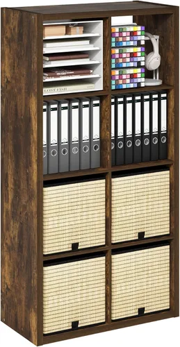 Miniatura 42 de Furinno Organizador de Almacenamiento en Cubos Decorativos con Respaldo Abierto, 4 Cubos, Gris Claro