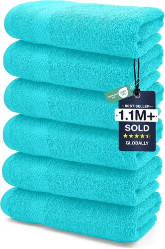 DAN RIVER Paquete de 6 toallas de mano de alta calidad (16 x 28 pulgadas), 100% algodón, ultra suaves, ligeras, altamente absorbentes, para baño,