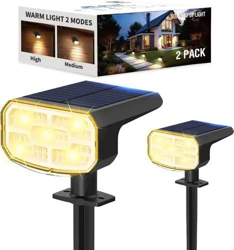 Miniatura 19 de JEJOT Luces solares para exteriores, impermeables, IP65, encendido/apagado automático, 2700 K, 2 modos de iluminación, LED súper brillante, luces