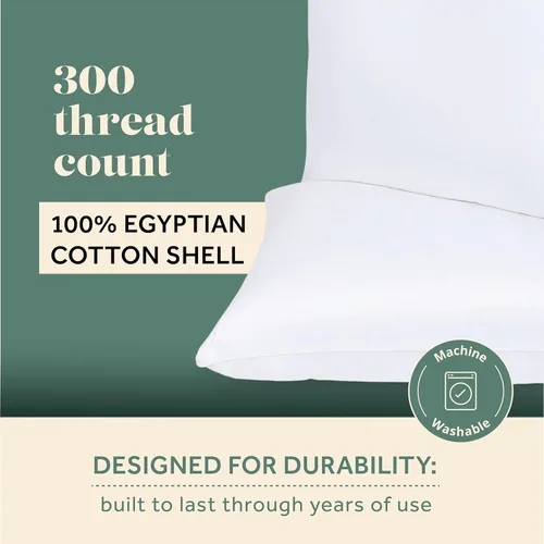 Miniatura 3 de ComfyDown Almohada de cama ComfyDream de mezcla de plumas 50/50 para dormir, funda de algodón egipcio, fabricada en Estados Unidos, tamaño Queen