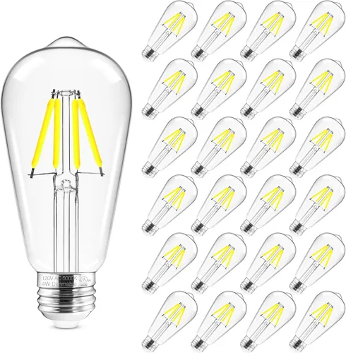 Miniatura 9 de Hizashi - Bombillas LED Edison de estilo vintage regulables, 4W equivalente a 40W, 5000K luz diurna, bombillas LED con base E26, 450LM, alta