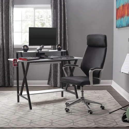 Miniatura 3 de Calico Designs - Silla ejecutiva moderna con respaldo alto, altura e inclinación ajustable, brazos acolchados y base cromada en poliuretano