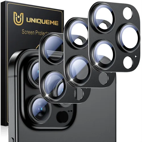 UniqueMe para Paquete de 3 Protectores de Lente de Cámara para iPhone 15 Pro/iPhone 15 Pro Max, [Protección contra Caídas] [Compatible con Fundas]