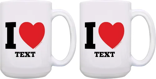 Miniatura 10 de Personalized Gifts Custom Love Gifts I Heart Add Your Text Taza de café de cerámica de 11 oz con asa 11oz - Corazón
