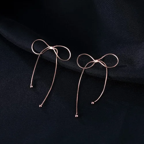 Miniatura 4 de Reffeer Solid 925 Sterling Silver Bow Drop Earrings Dangle for Women Teens Bowknot Dangle Earrings Studs