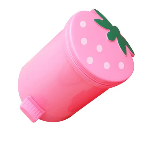 Healeved Bote de basura de fresa, mini bote de basura para escritorio, baño, pequeño, para escritorio, automóvil, oficina, cocina, pequeño basurero,