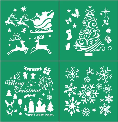 Miniatura 11 de DGAGA Plantillas de pantalla de seda de Navidad, reutilizables, autoadhesivas, Baby It's Cold Outer, plantillas de malla de tiza para decoración