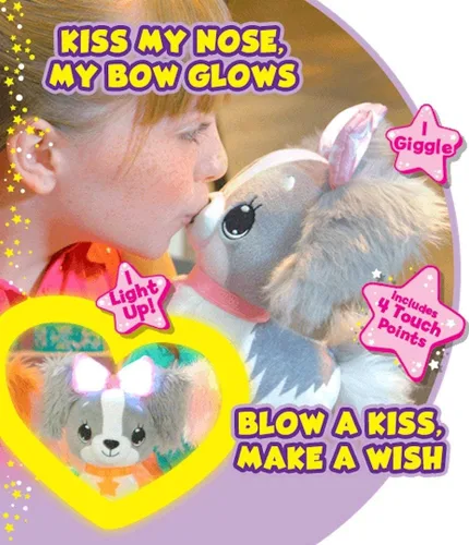 Miniatura 2 de Pets - Animales de peluche con luz LED - Cachorro Cavalier azul esponjoso con lazo morado