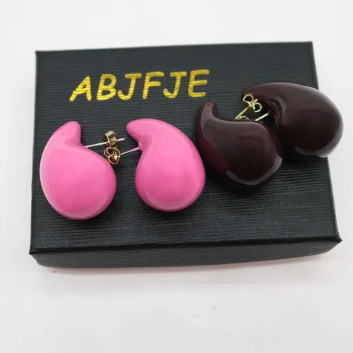 Miniatura 7 de 2 pares de aretes de gota de agua gruesos dorados y plateados, ligeros, huecos, aretes de aro de lágrima, regalo de joyería de moda para mujeres