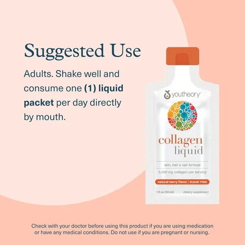 Miniatura 11 de Youtheory Colágeno Líquido para Cabello, Piel y Uñas con Péptidos de Colágeno y Aminoácidos, Suplemento Bebible Libre de Gluten, Sabor a Bayas, 12