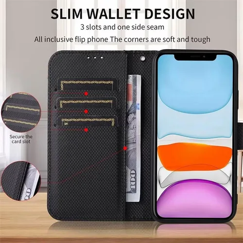 Miniatura 6 de Funda de cuero tipo cartera para Blackview A53 para Blackview A53, funda de piel sintética antideslizante, con tapa para Blackview A53 Negro