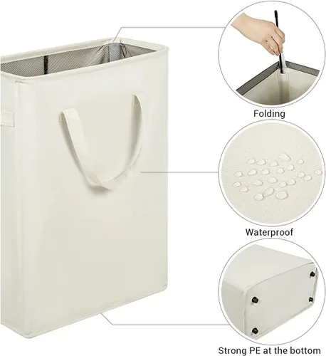 Miniatura 7 de Cesta para la ropa sucia delgada con asas, cesta plegable para la ropa sucia, bolsa estrecha para ropa sucia, cesta plegable para ropa sucia, 45