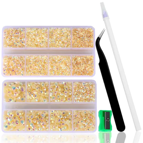 10400 diamantes de imitación beige, cristales de resina de gelatina para uñas, cristales de bricolaje con parte trasera plana no termoadhesivos con