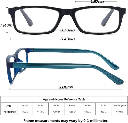 Miniatura 4 de Lentes de lectura con bloqueo de luz azul para hombres y mujeres, marco rectangular, lectores de computadora con bisagra de resorte