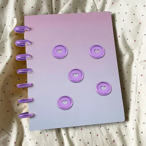 Miniatura 5 de Crapyt 14 discos de plástico para carpeta de hojas sueltas, discos planificadores, de 0.91 x 0.2 pulgadas, color morado, para papel, documentos