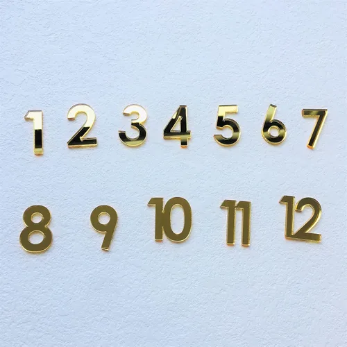 Miniatura 6 de 12 piezas de números acrílicos con espejo árabe para un reloj de pared (negro)