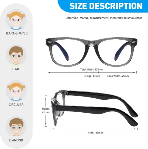 Miniatura 6 de DYLB Gafas de bloqueo de luz azul para niños y niñas, paquete de 2, gafas de videojuegos para computadora para niños y niñas de 3 a 10 años, antiluz