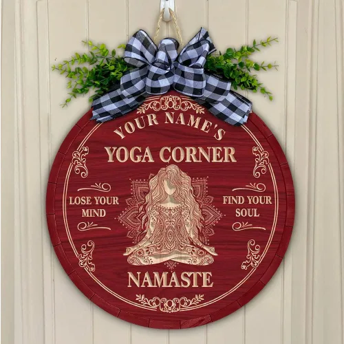 Miniatura 4 de Artsy Woodsy Placa de pared de madera personalizada para estudio de yoga, Zen Den, sala de meditación, espacio de atención plena, letrero Namaste, 01