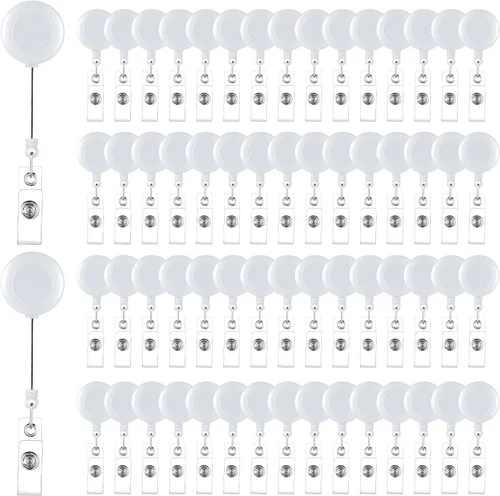 Miniatura 9 de Handepo 200 carretes retráctiles para insignias, portatarjetas retráctiles a granel con clips, soporte de identificación, clip para llavero para Con