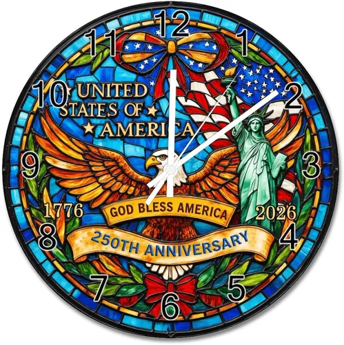 Miniatura 26 de ArogGeld 1776-2026 of Freedom Wall Clocks Battery Operated 10 Inch Silent 250 Anniversary USA American Patriotic Desk Clock Wall Art Farmhouse Home