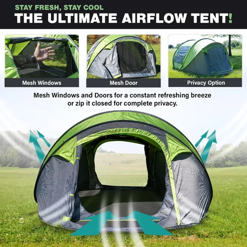 Miniatura 8 de KNOX Tienda de campaña desplegable para camping, tiendas instantáneas para camping, tienda de campaña fácil desplegable para 4 personas, tienda