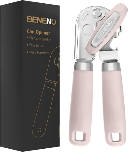 Miniatura 18 de Beneno Abrelatas manual resistente con imán, hoja de acero al carbono afilada duradera, corte suave, gran perilla de ahorro de esfuerzo y mango