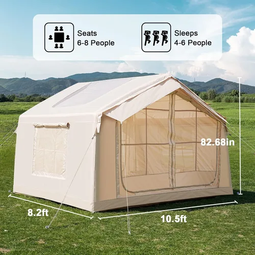 Miniatura 7 de Inflatable Tents for Camping, Blow Up Tent with Hand Pump, Easy Setup Inflatable Hot Tent with Stove Jack, Waterproof Oxford Air Glamping Tents for
