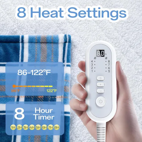 Miniatura 3 de Manta eléctrica con calefacción LunaHush, manta térmica de 50 x 60 pulgadas con 8 niveles de calor y 8 horas de apagado automático, mantas térmicas