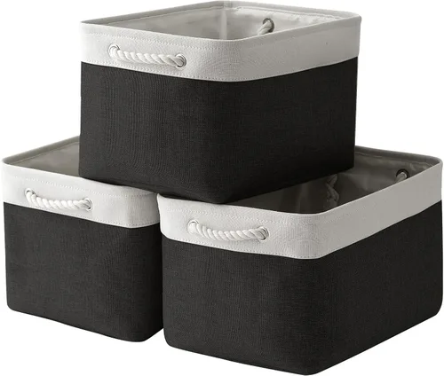 Miniatura 8 de TheWarmHome Contenedores de almacenamiento para estantes, tamaño mediano, 3 unidades, 13.8 pulgadas de largo x 9.8 pulgadas de ancho x 6.7 pulgadas