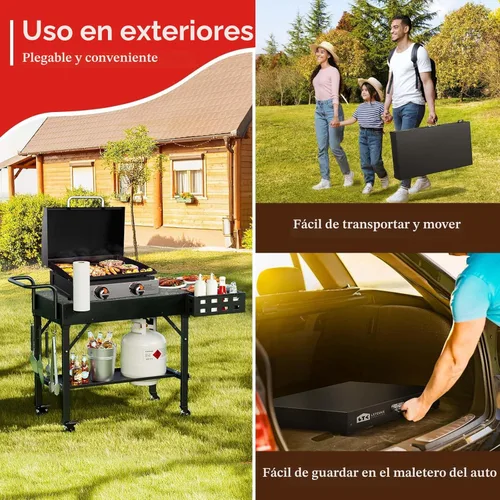 Miniatura 3 de Carro para parrilla Leteuke para Blackstone, mesa de parrilla portátil al aire libre, carro plegable con ruedas para Ninja, soporte para parrilla