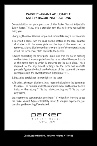 Miniatura 8 de Parker The Variant - Maquinilla de afeitar de seguridad ajustable de doble filo, personaliza tu afeitado con un giro del dial de suave a agresivo, 5