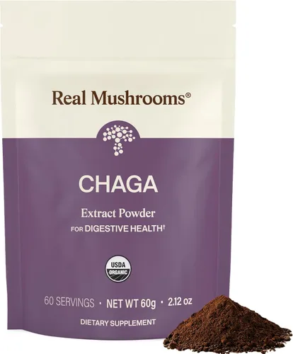 Miniatura 9 de Real Mushrooms Polvo de hongos Chaga – Extracto orgánico de Chaga de cuerpo fructífero – para bienestar y apoyo energético – Vegano, sin OMG, 150