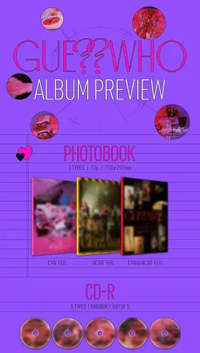 Miniatura 2 de ITZY - GUESS WHO Album+Pre-Order Benefit+Folded Poster+Extra Photocards Set (DAY&NIGHT ver.)