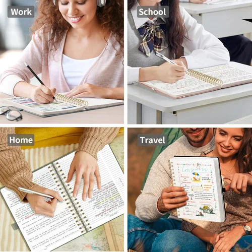 Miniatura 7 de EMSHOI Cuaderno de Espiral con Puntos para Bullet Journal - 300 Páginas, Cuero de Tapa Dura A4, Cuaderno de Cuadrícula de Puntos Gruesos de 100 GSM