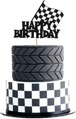 Miniatura 6 de Decoración para pastel de auto, decoración de pastel de autos de carreras para autos de carreras, bandera a cuadros, suministros para fiestas