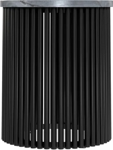 Miniatura 5 de SIMPLIHOME Demy - Mesa auxiliar redonda de metal sólido de 18 pulgadas de ancho con parte superior de mármol genuino y base de listones en negro