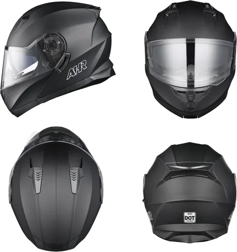 Miniatura 9 de AHR Casco de motocicleta de doble visera, modular abatible, casco de cara completa, aprobado por DOT, casco AHR Run-M1 y M3 para adultos, motos
