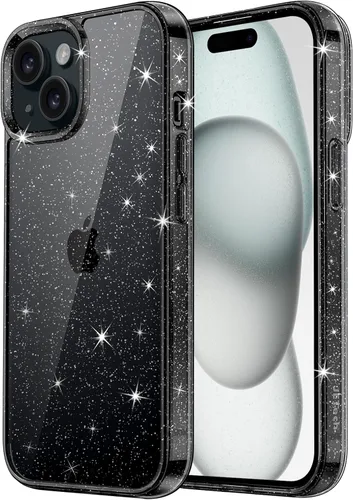 JETech - Funda con purpurina para iPhone 15 de 6.1 pulgadas, funda brillante a prueba de golpes, bonita y brillante para mujeres y niñas (negro)